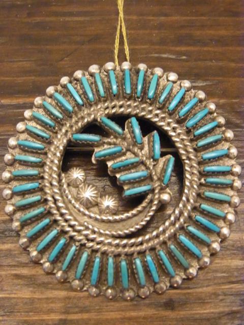 T.LONCASION NeedlePoint Turquoise Pendant & Brooch